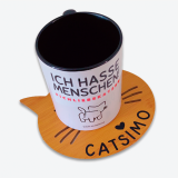 Holz Untersetzer für Katze & Mensch (personalisiert)